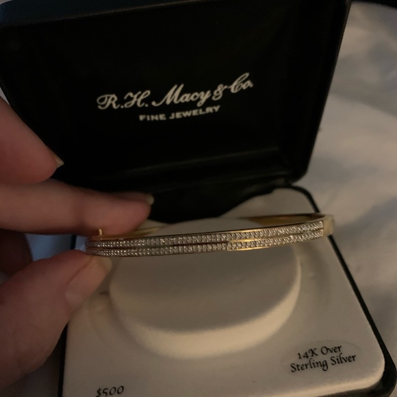 NWT 14k gold over silver bridge diamond bangle - Picture 2 of 2